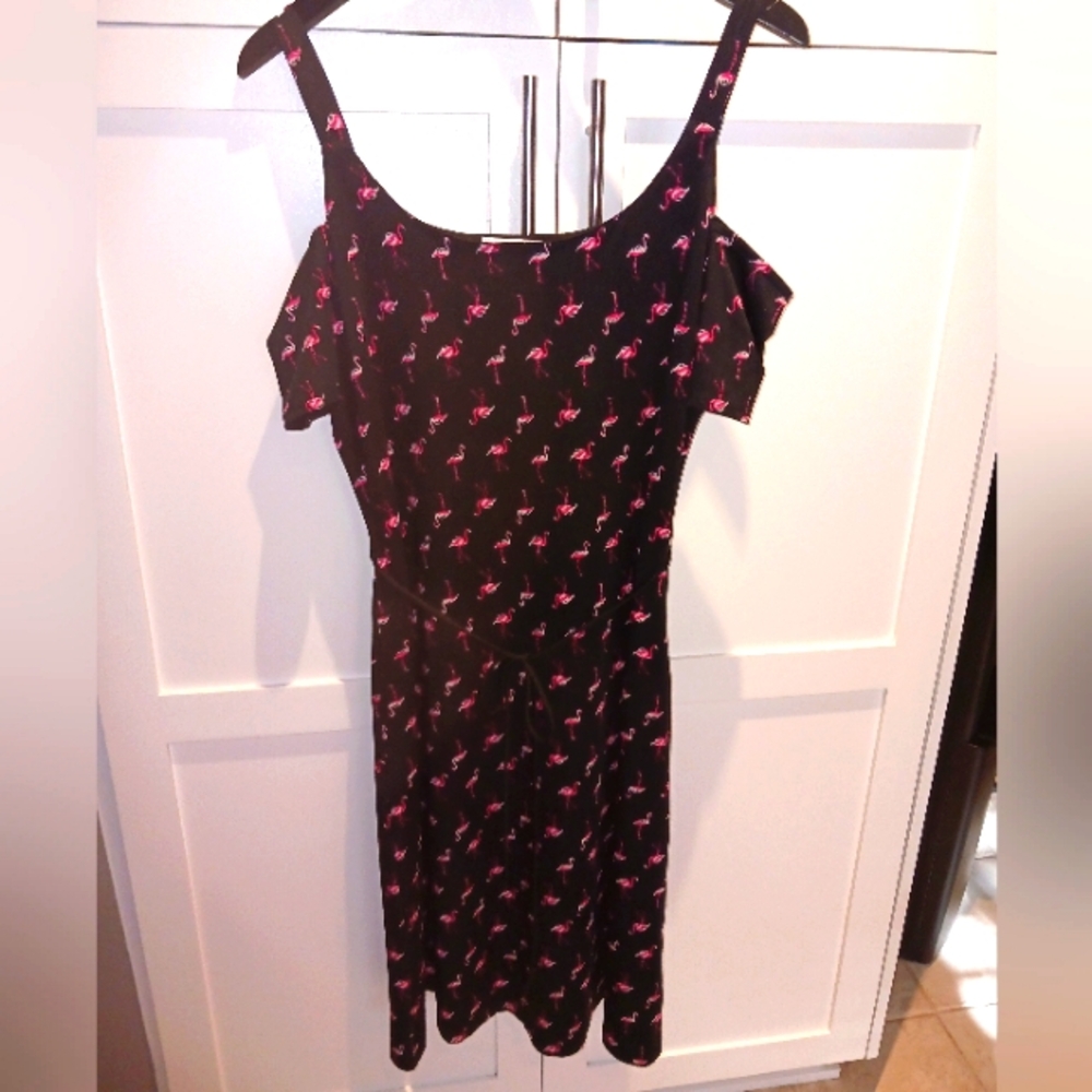 🦩Ricki's Black Dress with Pink Flamingos🦩